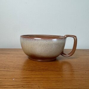 Frankoma 45C Ceramic Soup Cup Mug Brown Beige Speckled Handle